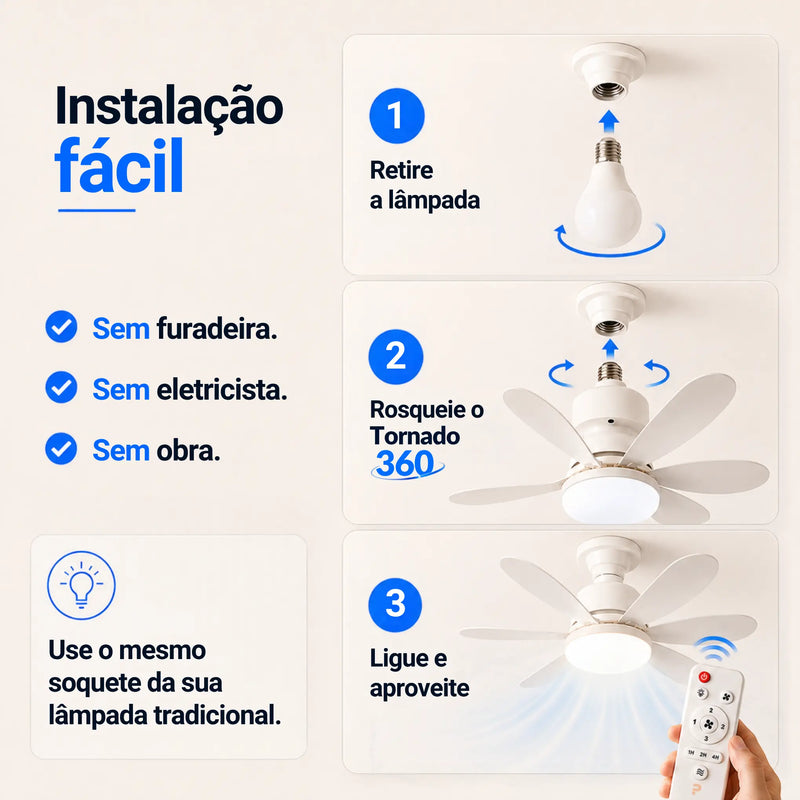 Como instalar o TORNADO 360 no soquete da lâmpada